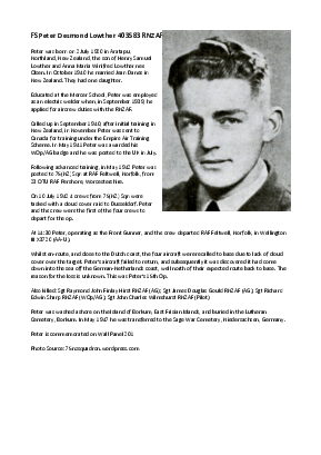 A preview of a PDF biography for Lowther, Peter Desmond